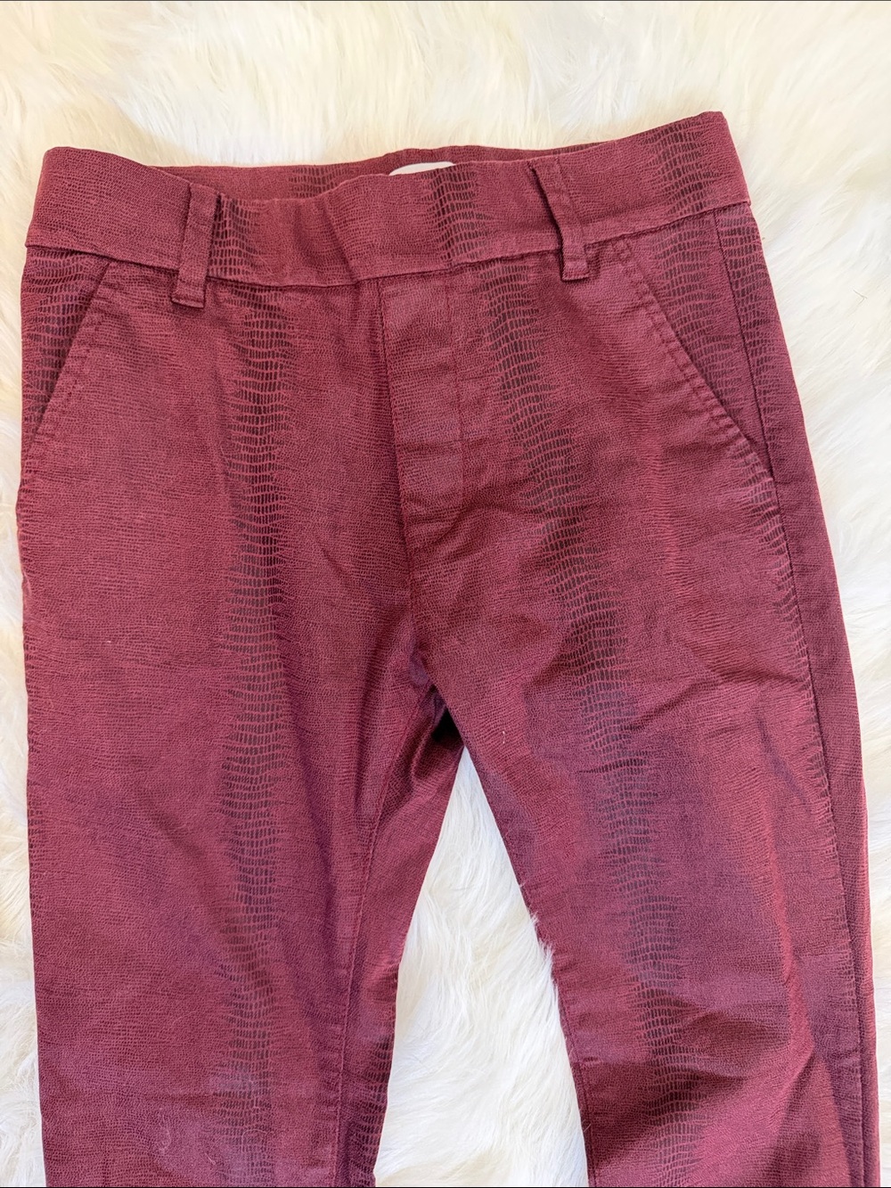Women's Burgundy snakeskin Chinos